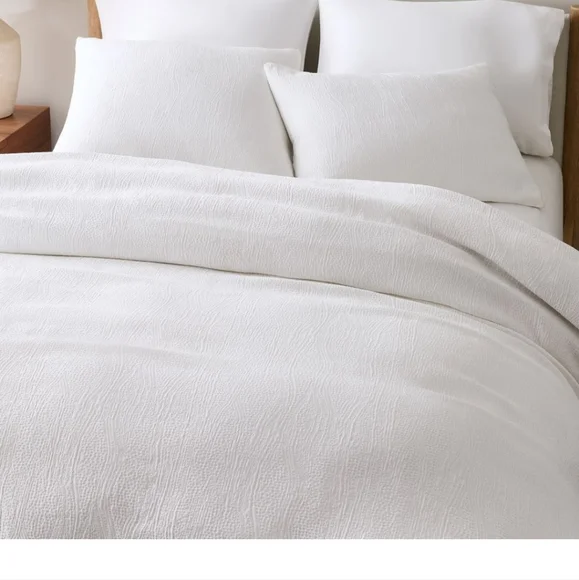 West Elm Silky TENCEL™ & Cotton Matelasse shams Euro Standard +Queen Duvet Cover - Picture 5 of 11